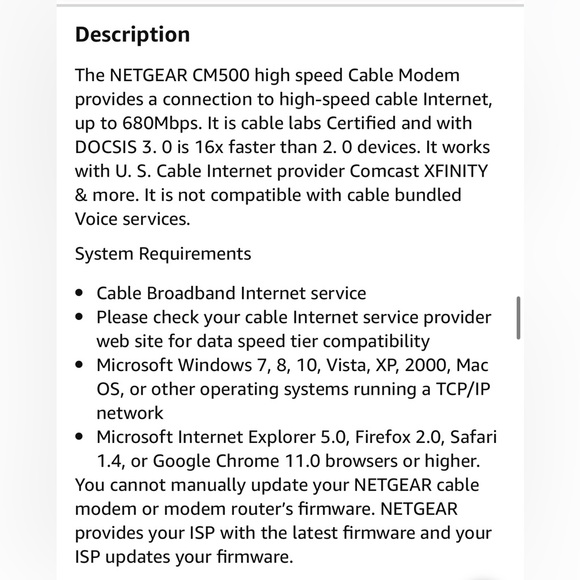 NETGEAR Cable Modem CM500 - Picture 6 of 14